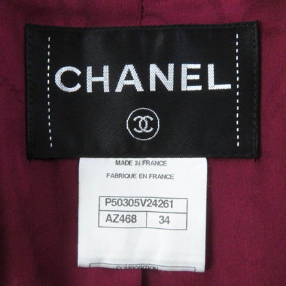 CHANEL P50305 Wool With Silk Lining Single-color Tweed Zip-up Collarless