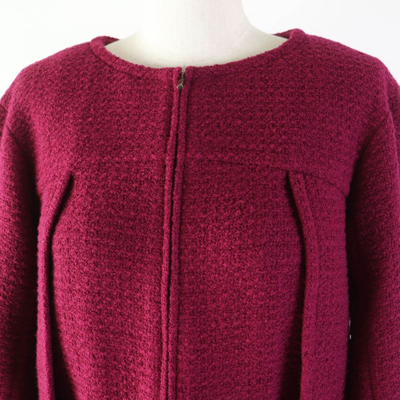 CHANEL P50305 Wool With Silk Lining Single-color Tweed Zip-up Collarless