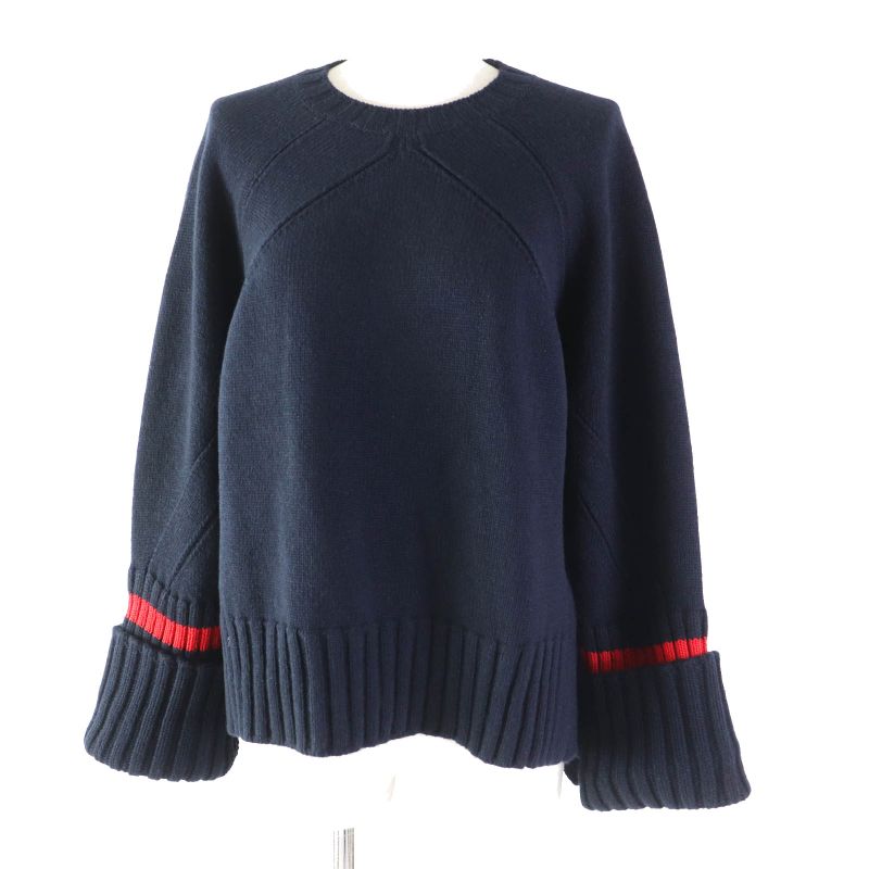 Celine 3C56 7257 Phoebe Philo Knit/chunky Over Knit Yak Wool Navy Red S Made