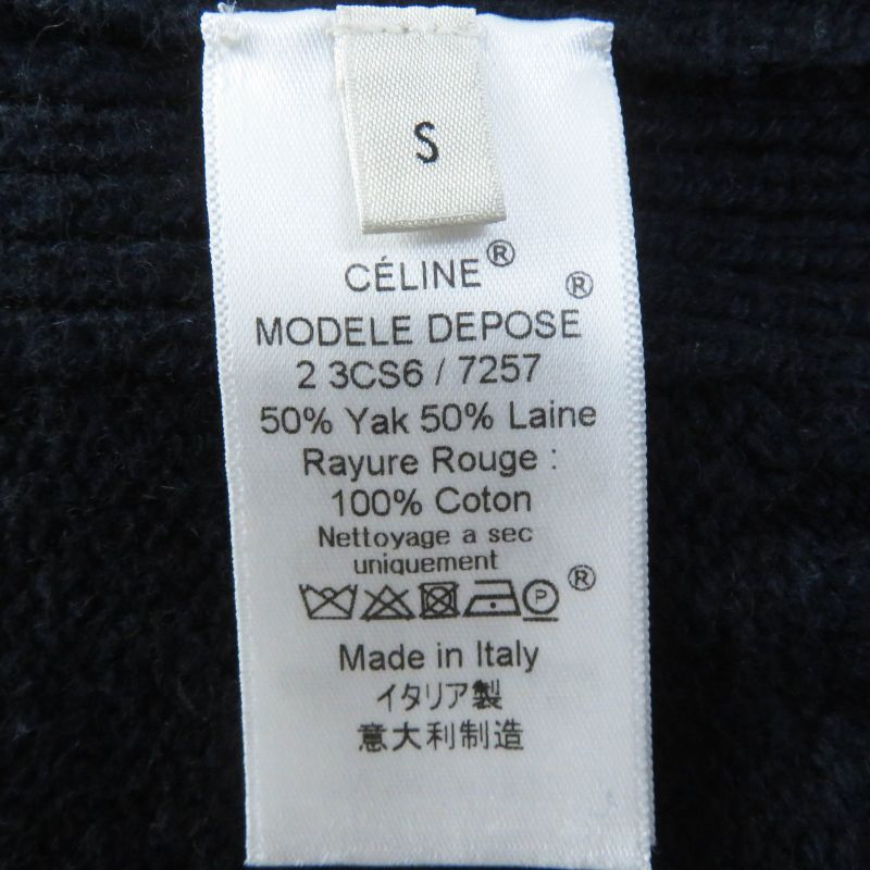 Celine 3C56 7257 Phoebe Philo Knit/chunky Over Knit Yak Wool Navy Red S Made