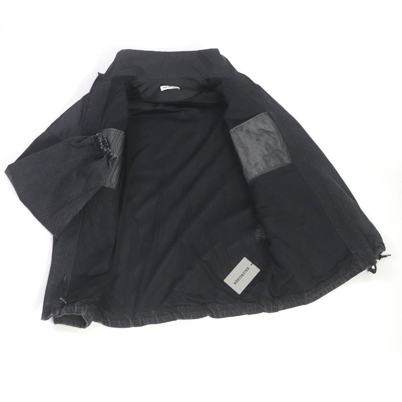 Balenciaga 19AW 529213 Logo-printed Denim Switch Oversized Poplin Shirt Blouson