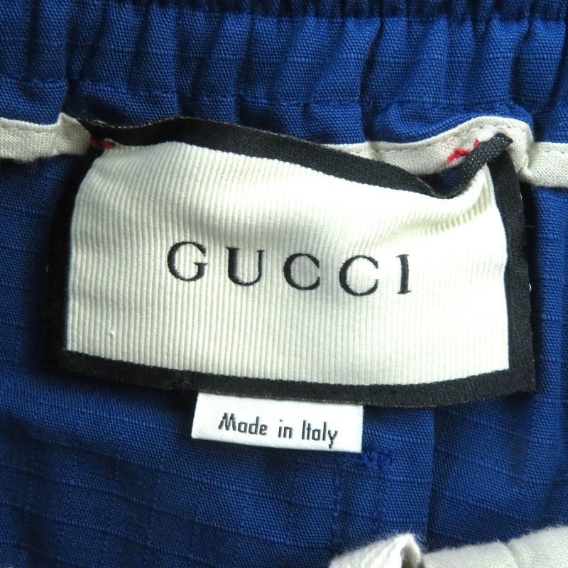 Gucci 625880 Cotton Logo Print Straight Long Easy Pants Blue 46 Made In Italy
