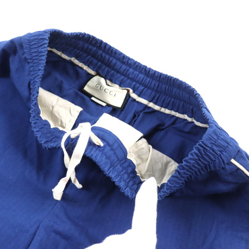 Gucci 625880 Cotton Logo Print Straight Long Easy Pants Blue 46 Made In Italy