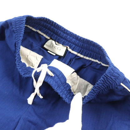 Gucci 625880 Cotton Logo Print Straight Long Easy Pants Blue 46 Made In Italy