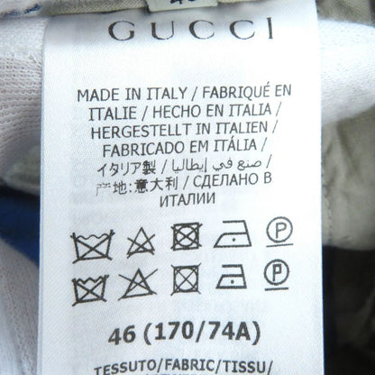 Gucci 625880 Cotton Logo Print Straight Long Easy Pants Blue 46 Made In Italy