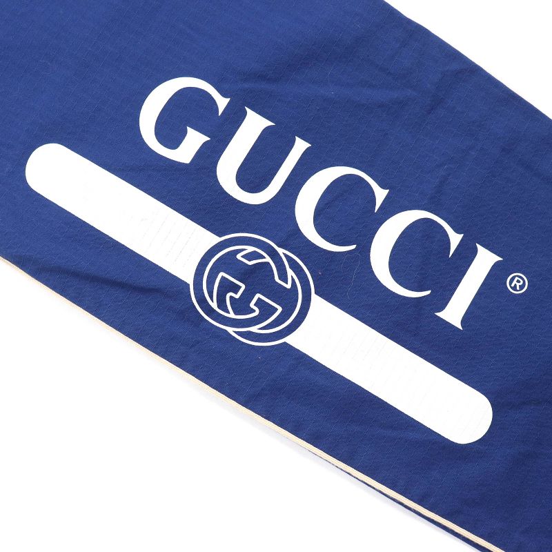 Gucci 625880 Cotton Logo Print Straight Long Easy Pants Blue 46 Made In Italy