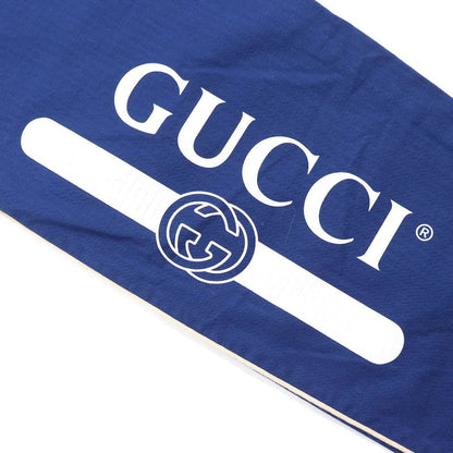 Gucci 625880 Cotton Logo Print Straight Long Easy Pants Blue 46 Made In Italy