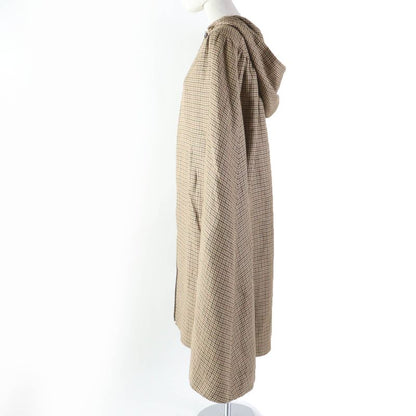 Celine 2m374408i 100% Linen Staggered Logo Buttons Hooded Cape Poncho Brownish