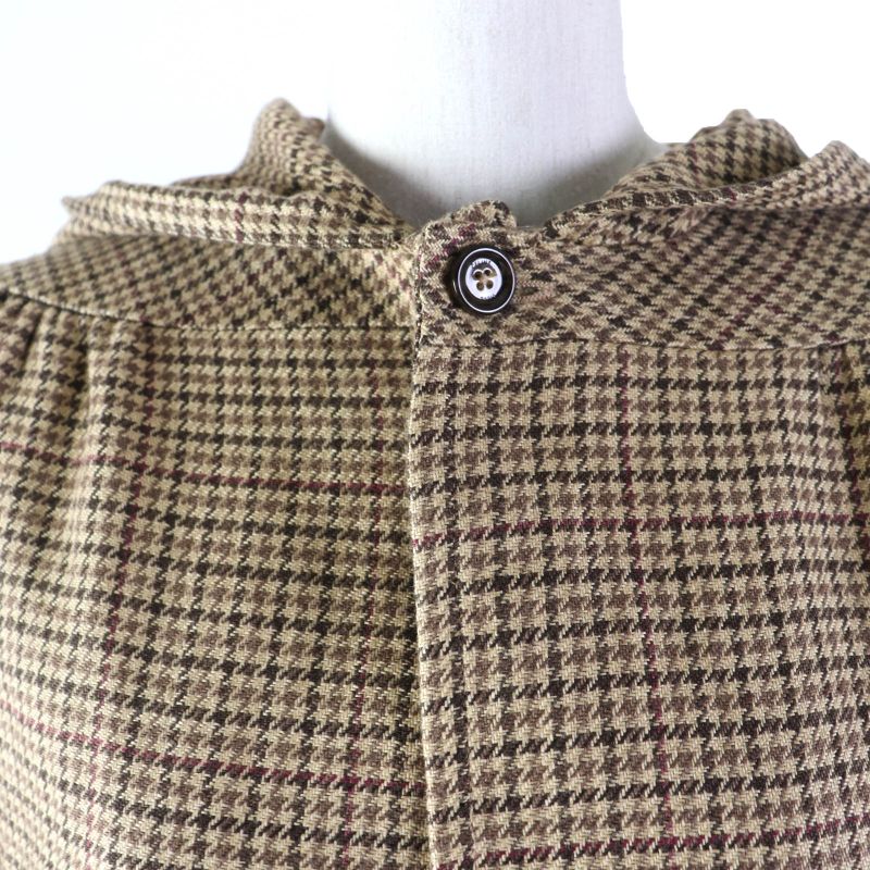 Celine 2m374408i 100% Linen Staggered Logo Buttons Hooded Cape Poncho Brownish