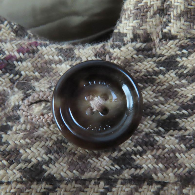 Celine 2m374408i 100% Linen Staggered Logo Buttons Hooded Cape Poncho Brownish