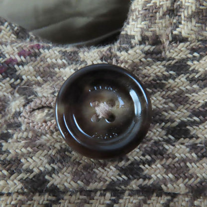 Celine 2m374408i 100% Linen Staggered Logo Buttons Hooded Cape Poncho Brownish