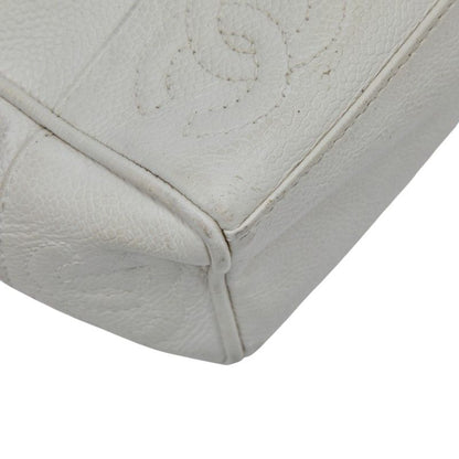 Chanel Triple Coco Mark Chain Shoulder Bag White Caviar Skin Ladies Chanel