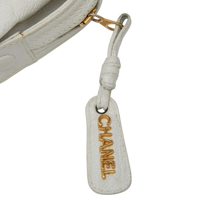 Chanel Triple Coco Mark Chain Shoulder Bag White Caviar Skin Ladies Chanel