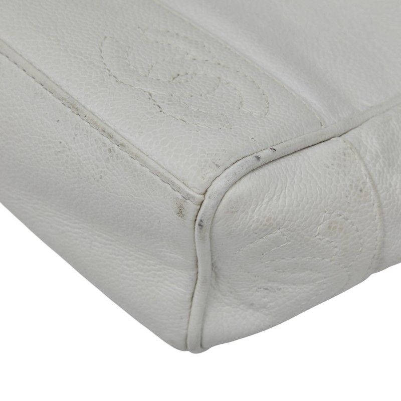 Chanel Triple Coco Mark Chain Shoulder Bag White Caviar Skin Ladies Chanel