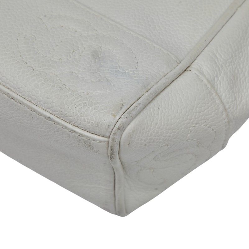 Chanel Triple Coco Mark Chain Shoulder Bag White Caviar Skin Ladies Chanel