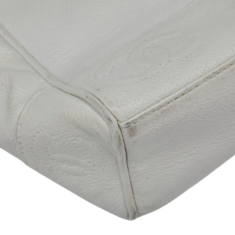 Chanel Triple Coco Mark Chain Shoulder Bag White Caviar Skin Ladies Chanel