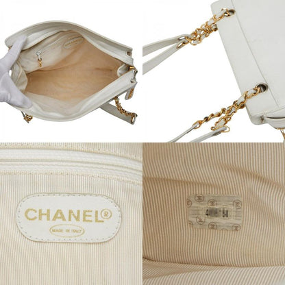 Chanel Triple Coco Mark Chain Shoulder Bag White Caviar Skin Ladies Chanel
