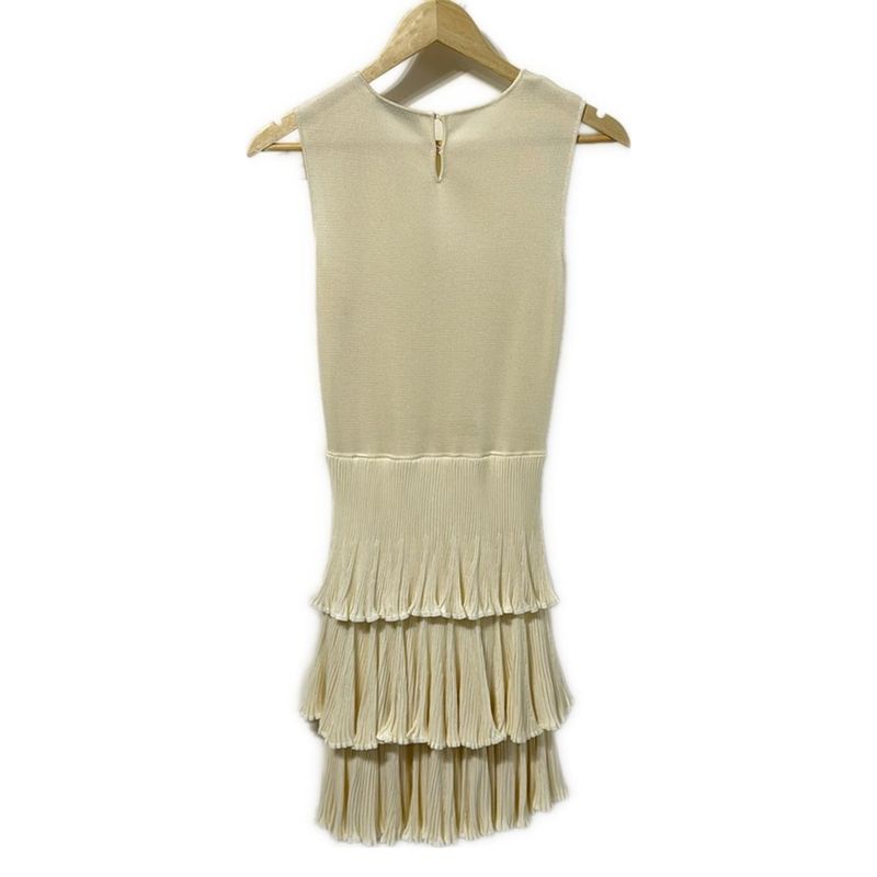 Dior/christian Dior Dress Size I42 M Women - Ivory Sleeveless/long/pleated