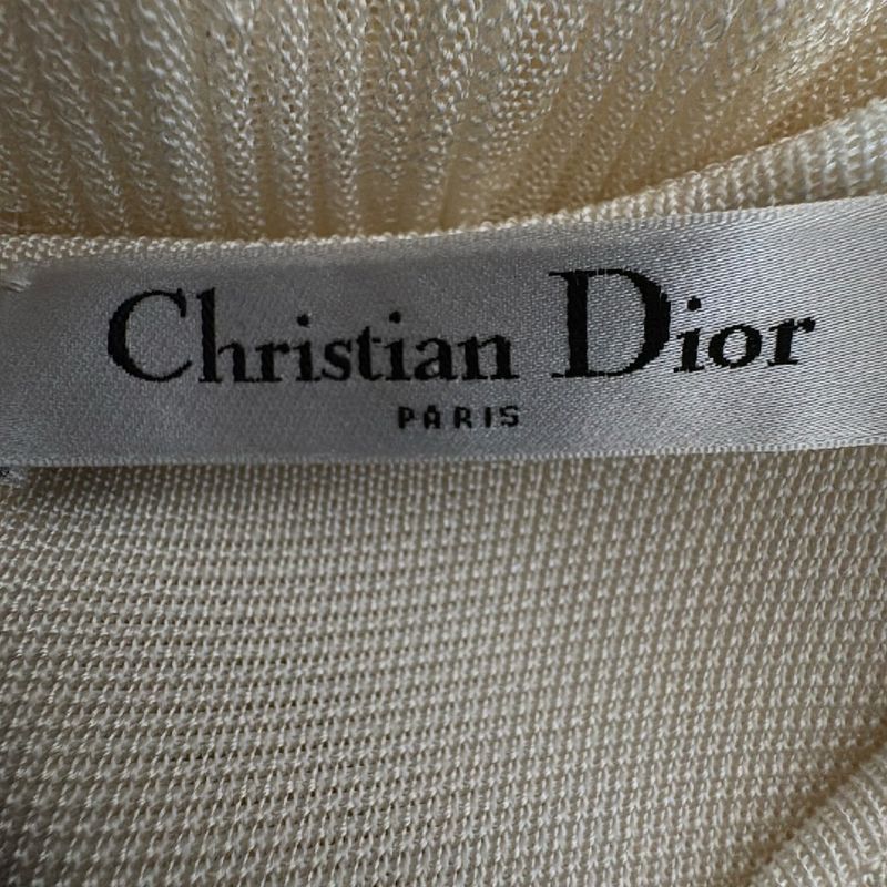 Dior/christian Dior Dress Size I42 M Women - Ivory Sleeveless/long/pleated