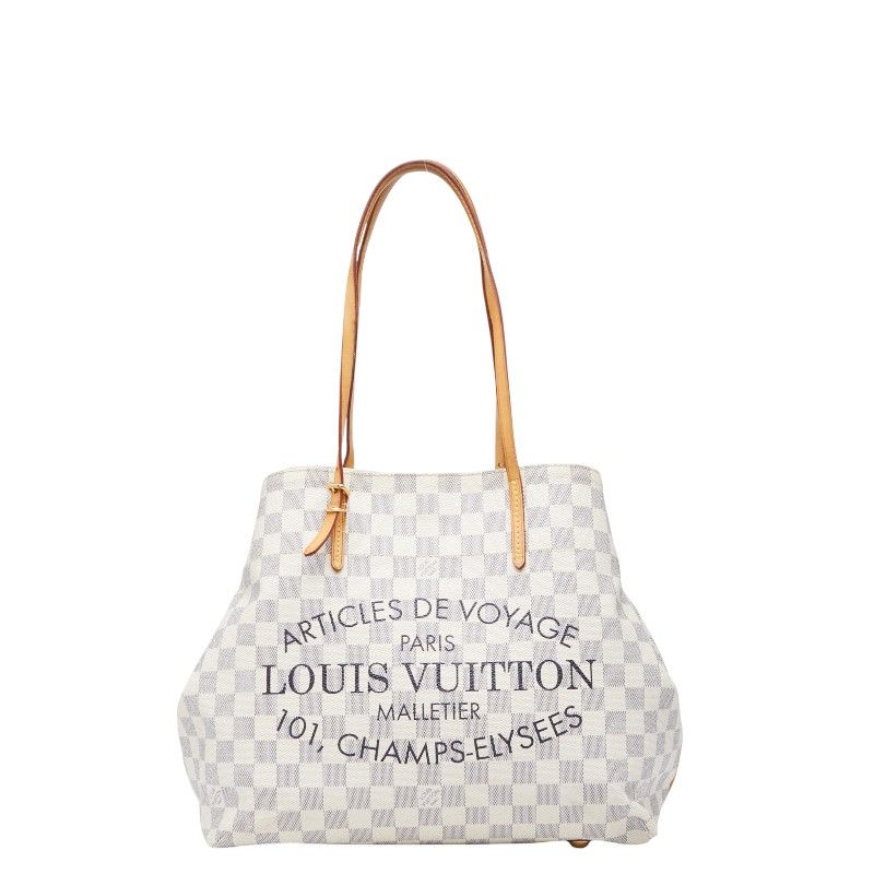 Louis Vuitton Damier Azure Cabas MM Handbag Tote Bag N41375 White PVC Leather
