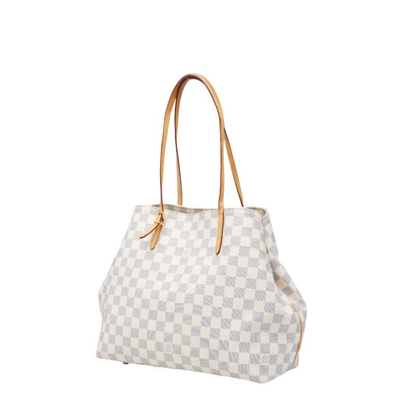 Louis Vuitton Damier Azure Cabas MM Handbag Tote Bag N41375 White PVC Leather