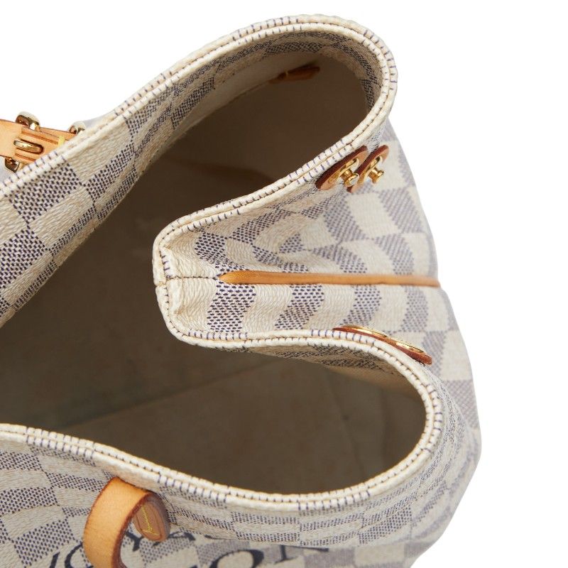 Louis Vuitton Damier Azure Cabas MM Handbag Tote Bag N41375 White PVC Leather