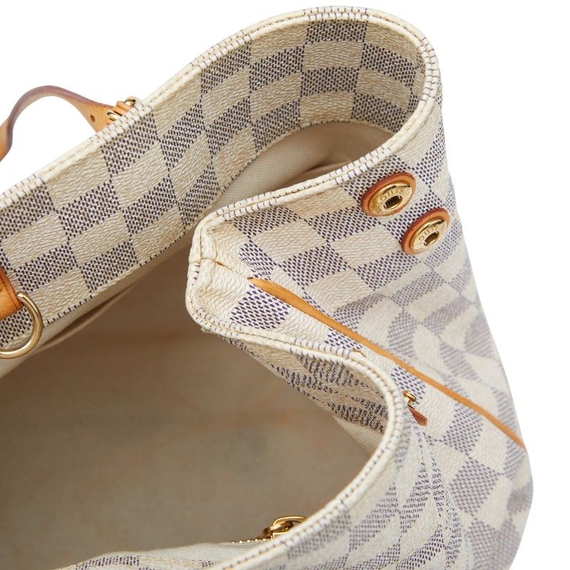 Louis Vuitton Damier Azure Cabas MM Handbag Tote Bag N41375 White PVC Leather