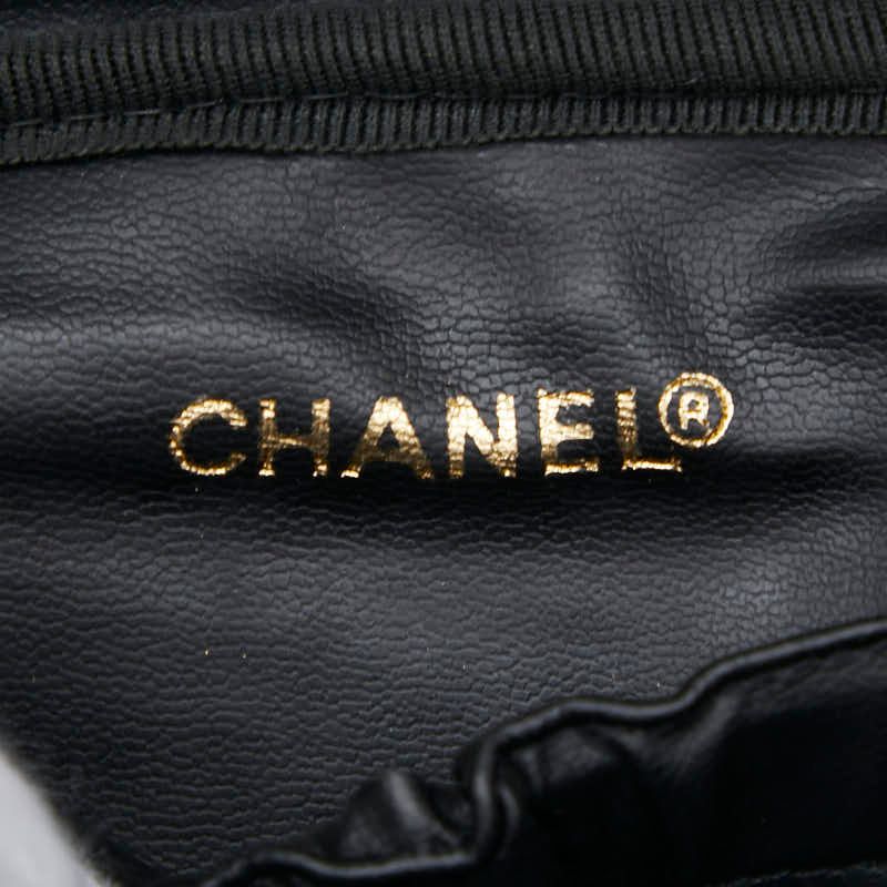 Chanel Coco Mark Vanity Bag Handbag Black Patent Leather Women Chanel