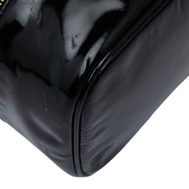Chanel Coco Mark Vanity Bag Handbag Black Patent Leather Women Chanel