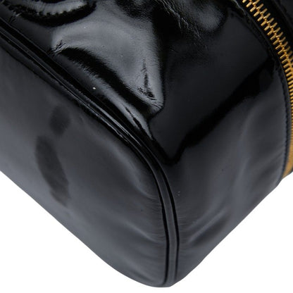Chanel Coco Mark Vanity Bag Handbag Black Patent Leather Women Chanel