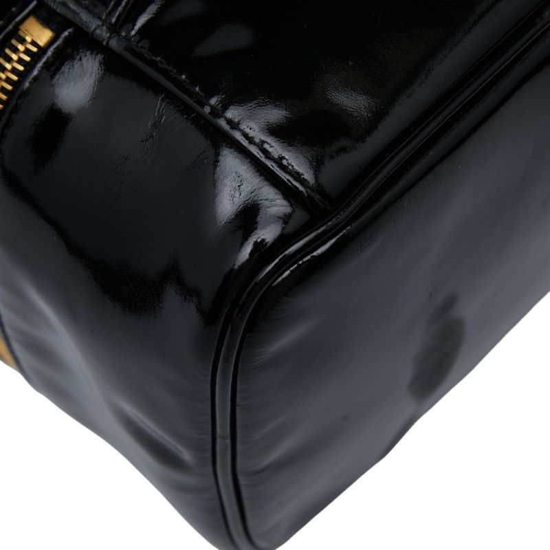 Chanel Coco Mark Vanity Bag Handbag Black Patent Leather Women Chanel
