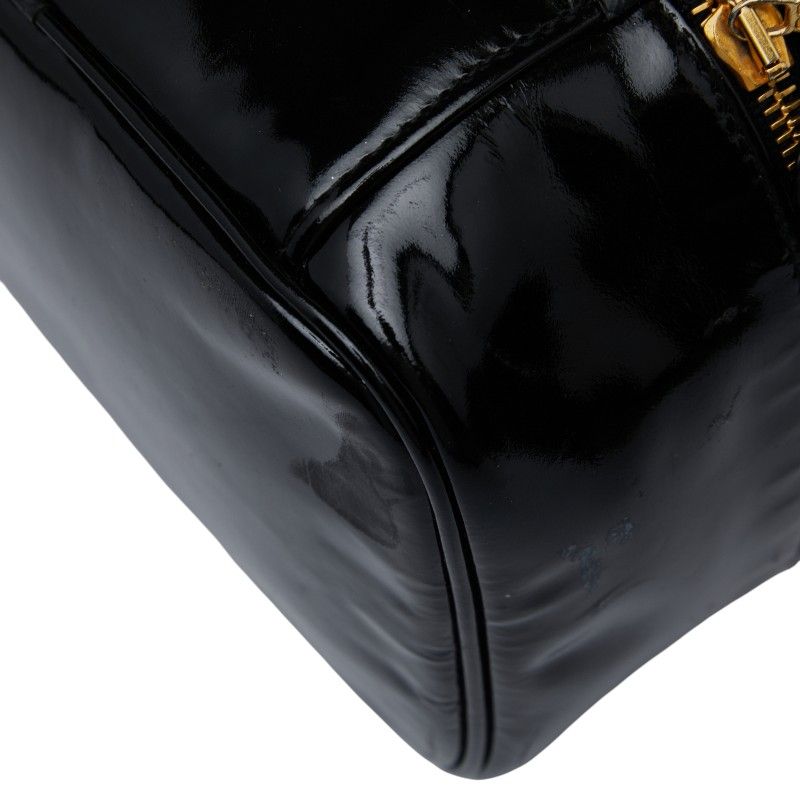 Chanel Coco Mark Vanity Bag Handbag Black Patent Leather Women Chanel