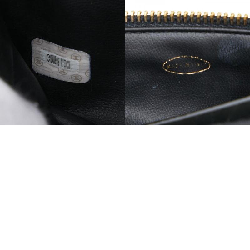 Chanel Coco Mark Vanity Bag Handbag Black Patent Leather Women Chanel