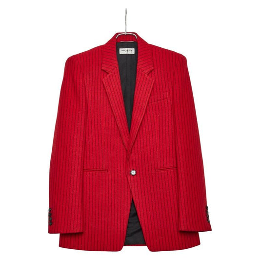 Saint Laurent Notched Lapel Stripe Tailored Jacket Size 46 660071 Red Black