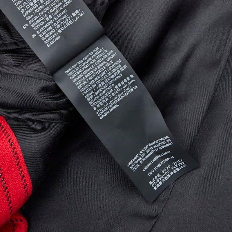 Saint Laurent Notched Lapel Stripe Tailored Jacket Size 46 660071 Red Black