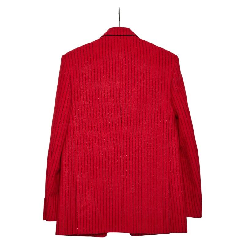 Saint Laurent Notched Lapel Stripe Tailored Jacket Size 46 660071 Red Black