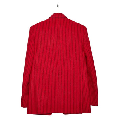 Saint Laurent Notched Lapel Stripe Tailored Jacket Size 46 660071 Red Black