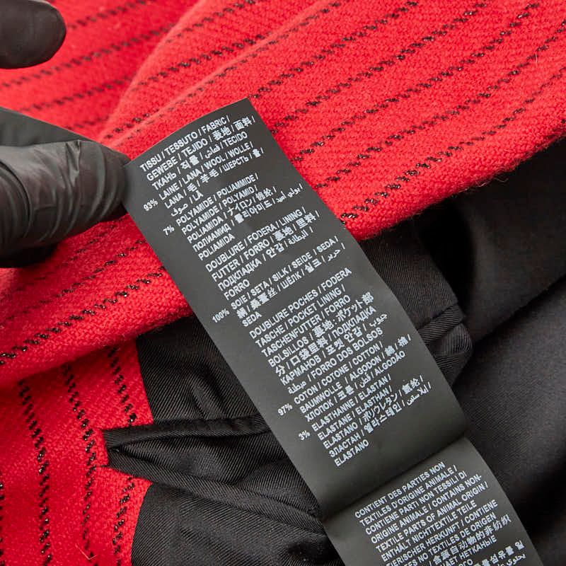 Saint Laurent Notched Lapel Stripe Tailored Jacket Size 46 660071 Red Black