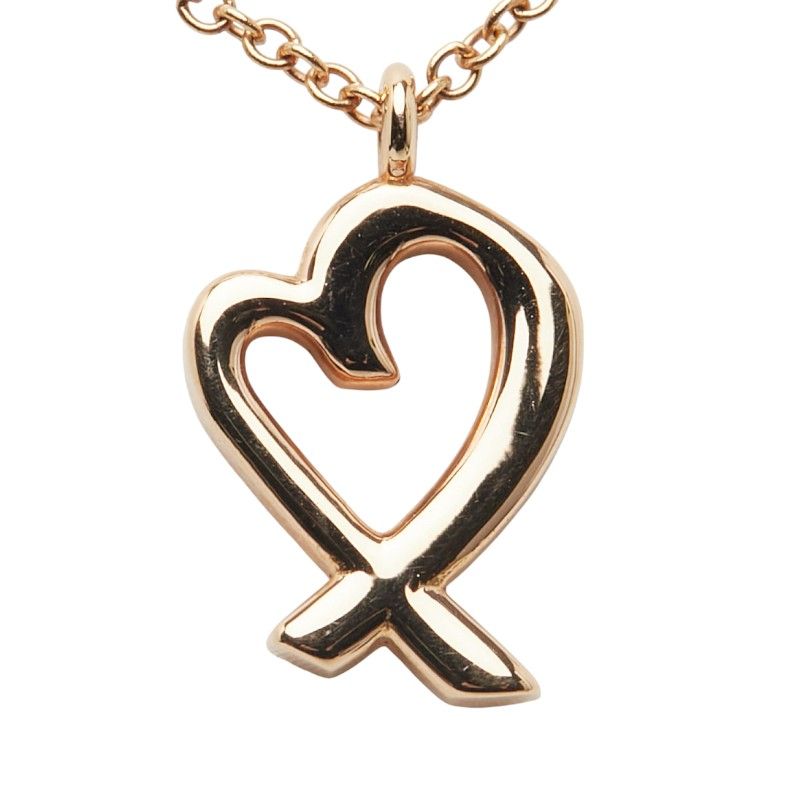 Tiffany & Co Loving Heart Pendant Necklace 18K Yellow Gold Yellow Gold Pink