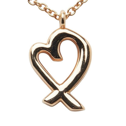Tiffany & Co Loving Heart Pendant Necklace 18K Yellow Gold Yellow Gold Pink