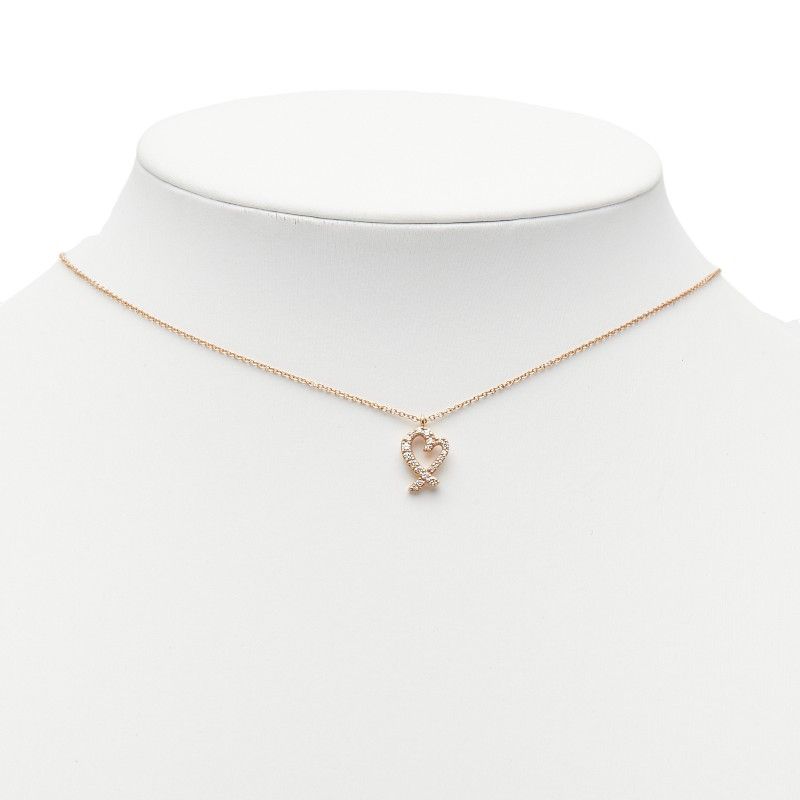 Tiffany & Co Loving Heart Pendant Necklace 18K Yellow Gold Yellow Gold Pink
