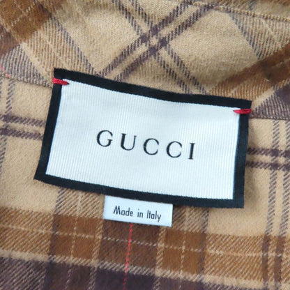 Gucci 20AW 641302 100% Cotton Checked Cut Off Sleeveless Shirt Brown 40 Made In