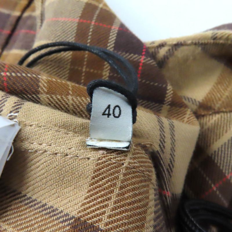 Gucci 20AW 641302 100% Cotton Checked Cut Off Sleeveless Shirt Brown 40 Made In