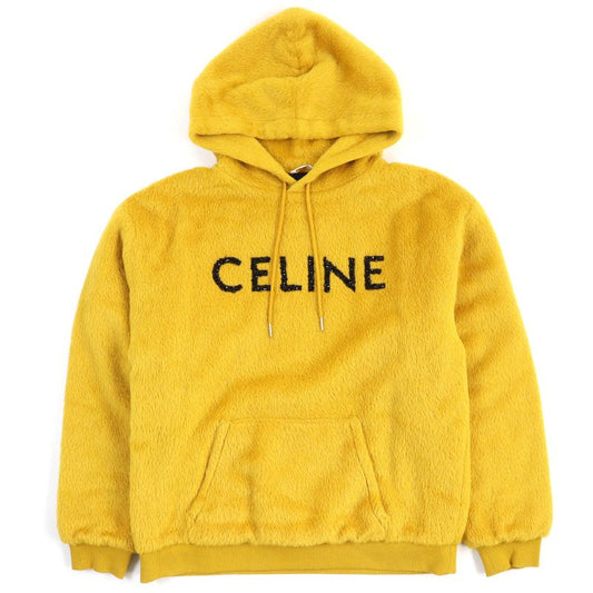 Celine 22AW 2y964925r Fuzzy Wool Loose Fit Hoodie Alpaca Blend Sequin Logo