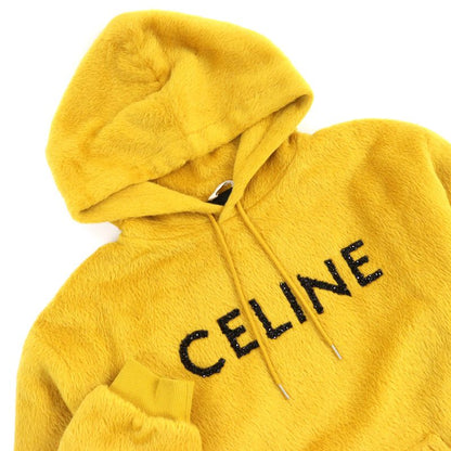 Celine 22AW 2y964925r Fuzzy Wool Loose Fit Hoodie Alpaca Blend Sequin Logo