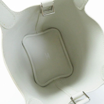 Hermes Picotin Lock Micro Silver Hardware Evercolor Handbag White N Engraved