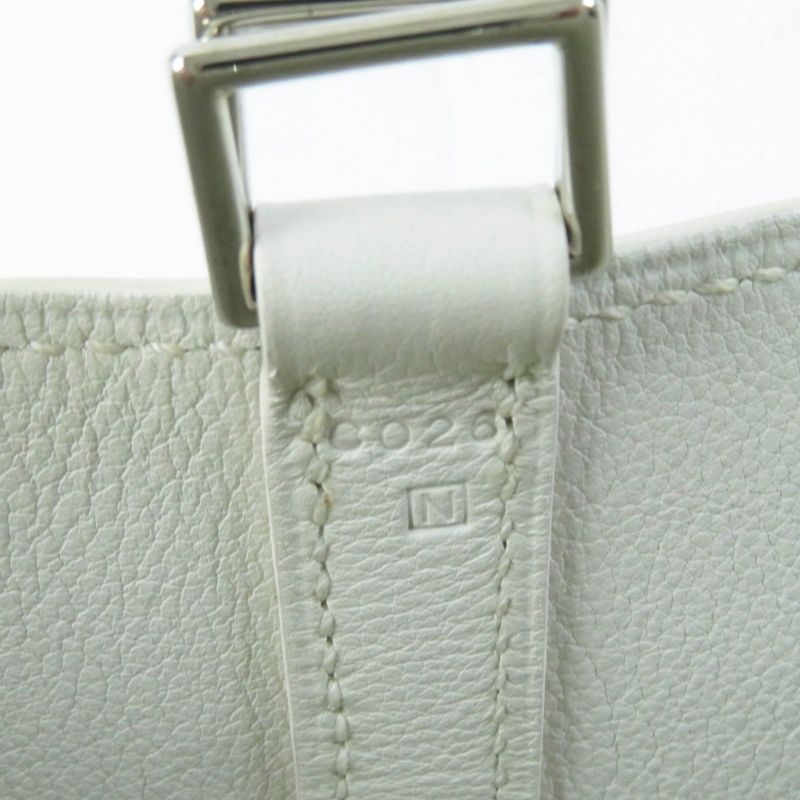Hermes Picotin Lock Micro Silver Hardware Evercolor Handbag White N Engraved