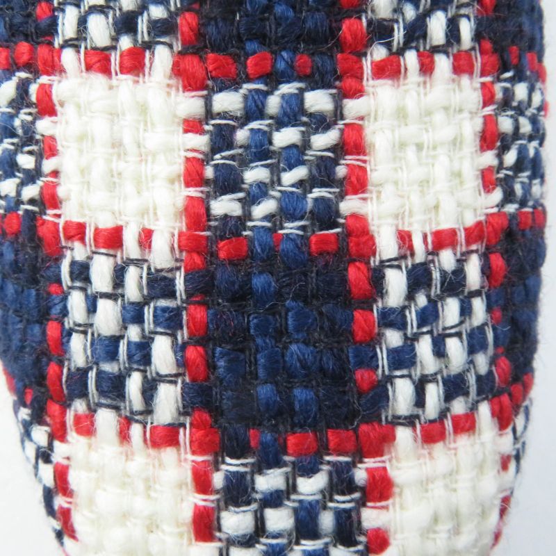 Gucci Horsebit Medium Boa Checkered Tweed Loafers Navy Red White Gold Hardware