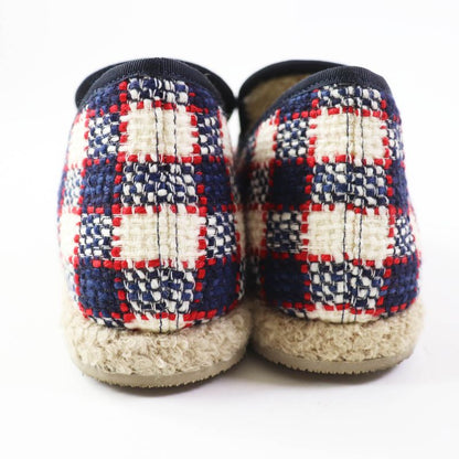 Gucci Horsebit Medium Boa Checkered Tweed Loafers Navy Red White Gold Hardware