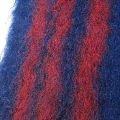 LOEWE Mohair Wool Leather Scarf With Patch And Fringe Navy Red Made In Spain